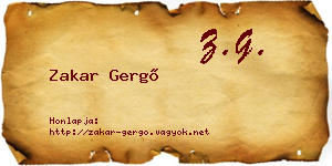 Zakar Gergő névjegykártya